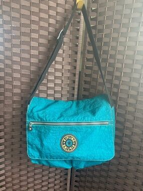 Kipling Teal Messenger Bag with Black Strap